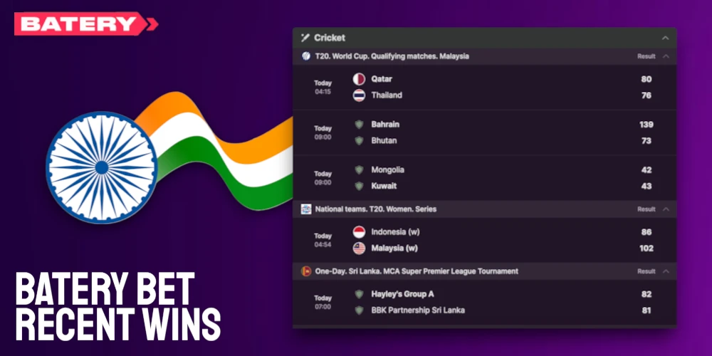 Recent Wins Batery Bet